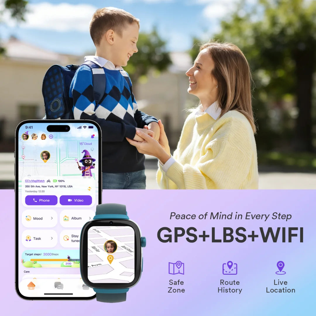 4G Kids GPS Smart Watch SIM Card Included, Video Call, Two Way Call, SOS, Parental Controls, IP68 Waterproof Child Watch