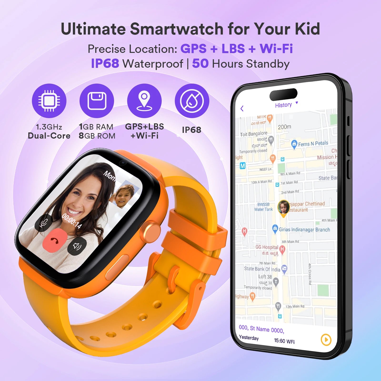 4G Kids Smart Watch with SIM Card, GPS Tracker, Video Call & SOS, Two Way Call, Waterproof Birthday Gift for Boys and Girls