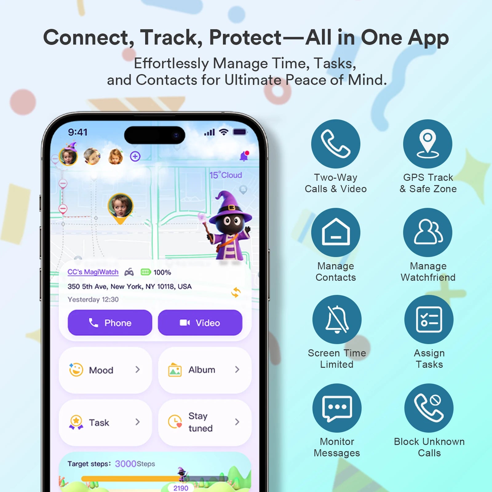 4G Kids GPS Smart Watch SIM Card Included, Video Call, Two Way Call, SOS, Parental Controls, IP68 Waterproof Child Watch
