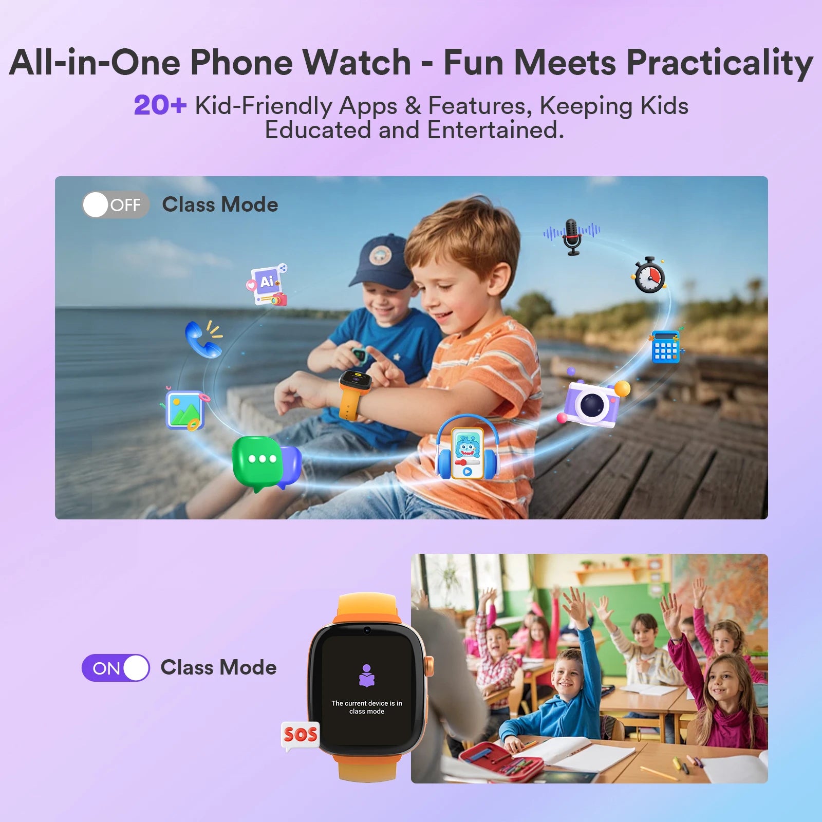 4G Kids Smart Watch with SIM Card, GPS Tracker, Video Call & SOS, Two Way Call, Waterproof Birthday Gift for Boys and Girls