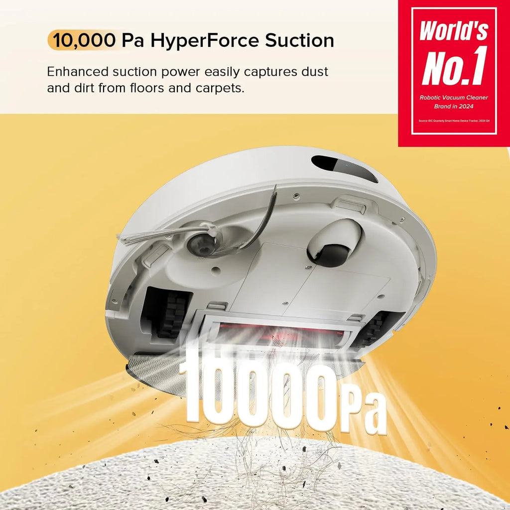 Robot Vacuum and Mop Combo with 10,000Pa Suction, LiDAR Navigation, App Control for Pet Hair and Carpet Cleaning