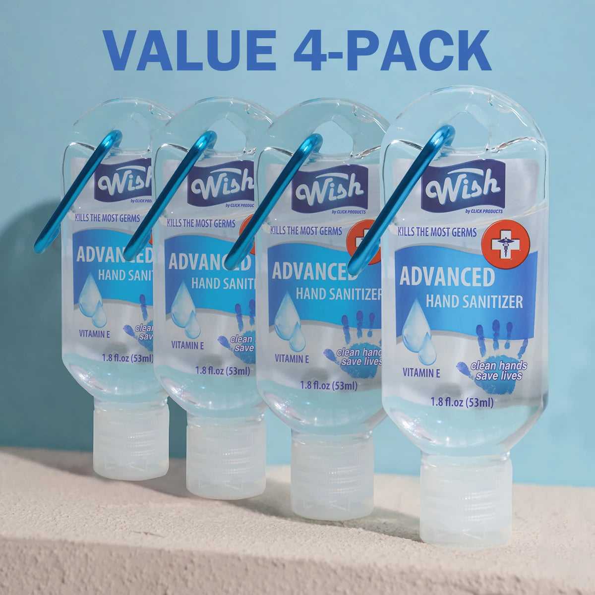 4-Pack Travel-Size Moisturizing Hand Sanitizer Gel (1.8oz each) | Rinse-Free & Formaldehyde-Free with Aloe Vera & Vitamin E | Fr