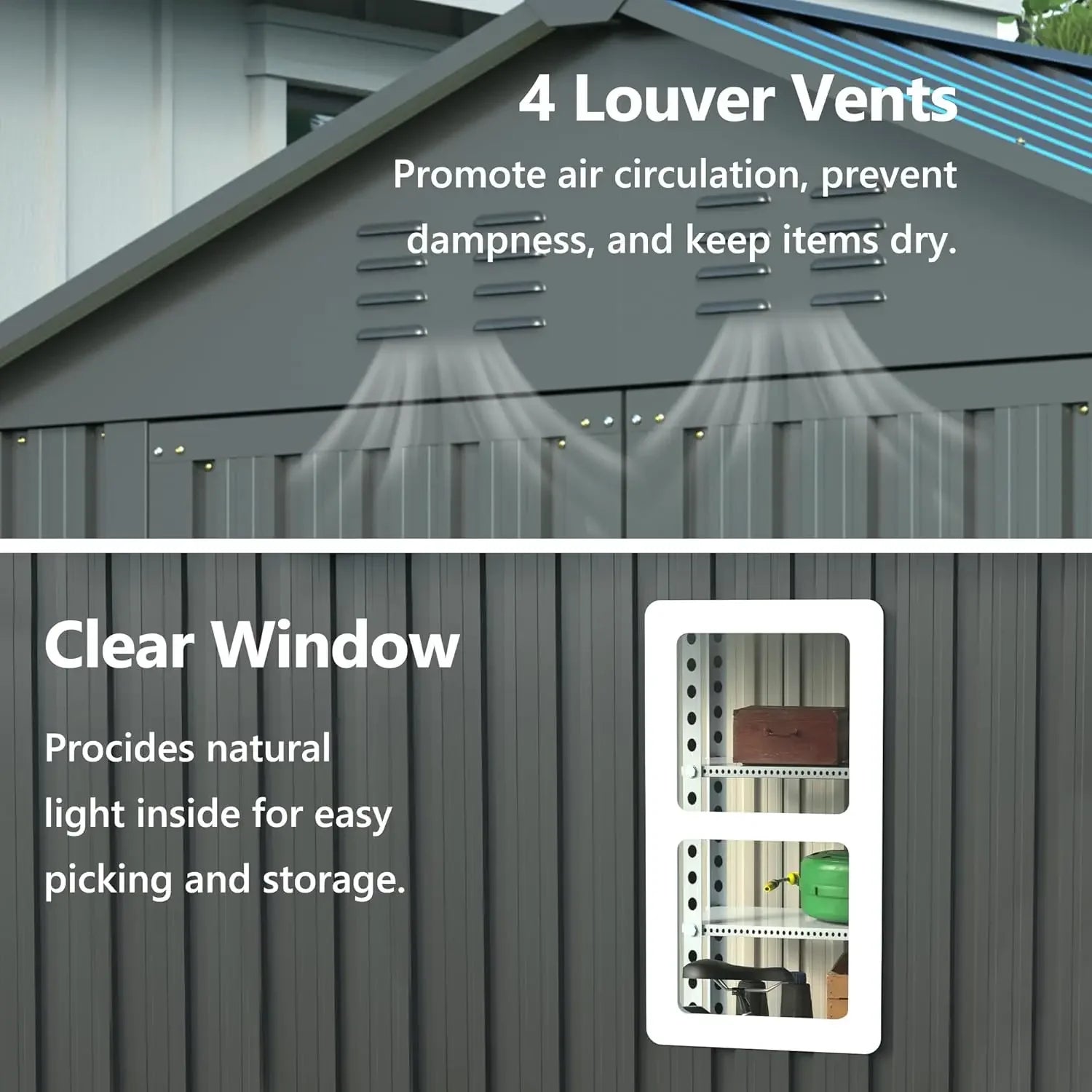 Galvanized Steel Storage Shed Metal Garden Tool Utility Outdoor Backyard Patio Lawn Storage House