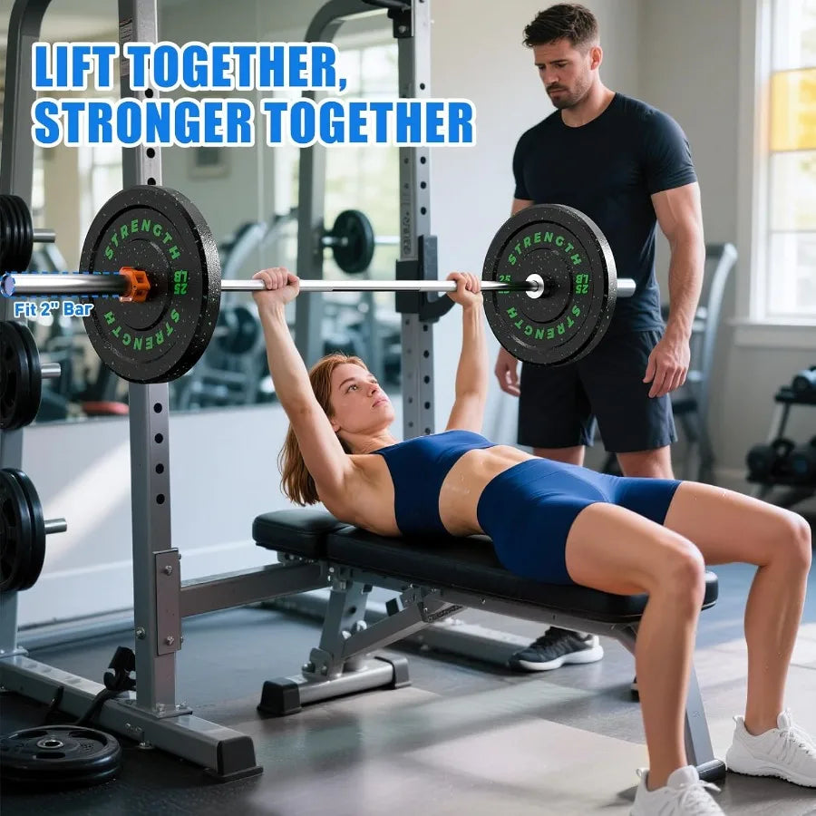 2-Inch Bumper Plates Barbell Rubber Weight Plates Set for Home Gym Strength Training 20-260lbs Multiple Options