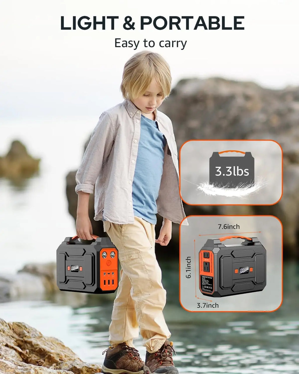 200W Solar Generator with 40W Panel, 146Wh Portable Power Station for Camping & Home Use