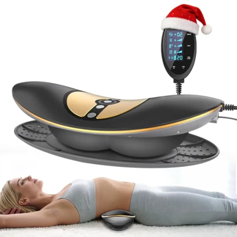 4-in-1 Electric Lumbar Traction Device - Adjustable Back Massager for Deep Tissue Pain Relief with Heat, Vibration, Electrothera