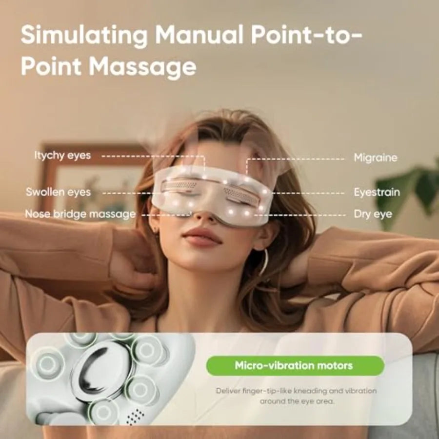 Eye Massager with Heat and Cooling Smart Sleep Mask for Migraine and Headache Relief with Bluetooth Music Face Massager Mask fo