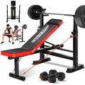 660lbs 6 in 1 Weight Bench Set with Squat Rack Workout Bench with Leg Extension Preacher Curl Rack Multi-Function Bench Press S