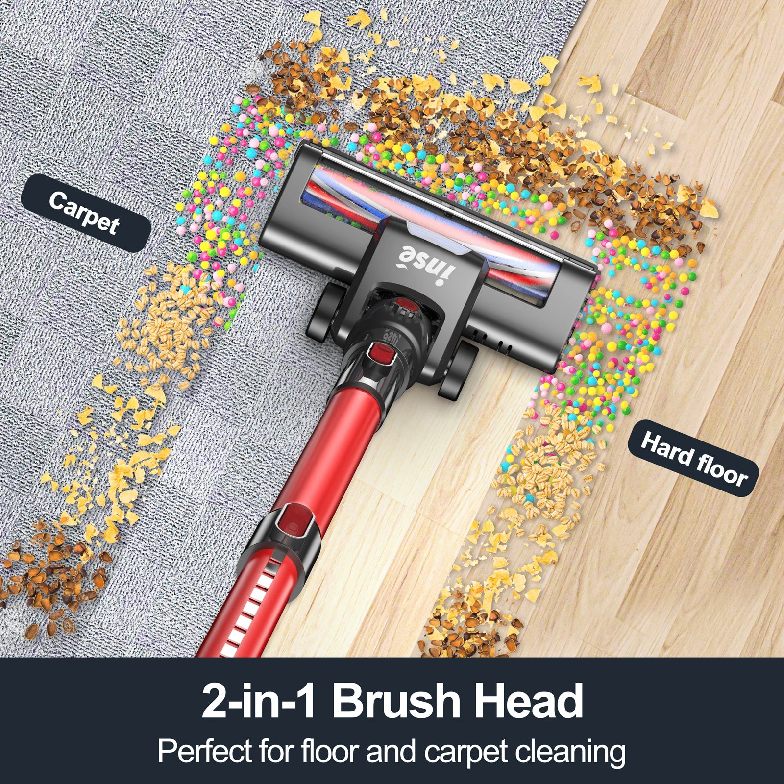 INSE N650 Cordless Vacuum Cleaner Powerful Suction 4-in-1 Stick Vacuum Cleaner Rechargeable Battery Up to 45mins Runtime