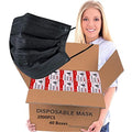 Bulk Black Face Masks 2000 PCS Non Woven Thick 3-Layer with Adjustable Earloop for Daily Use