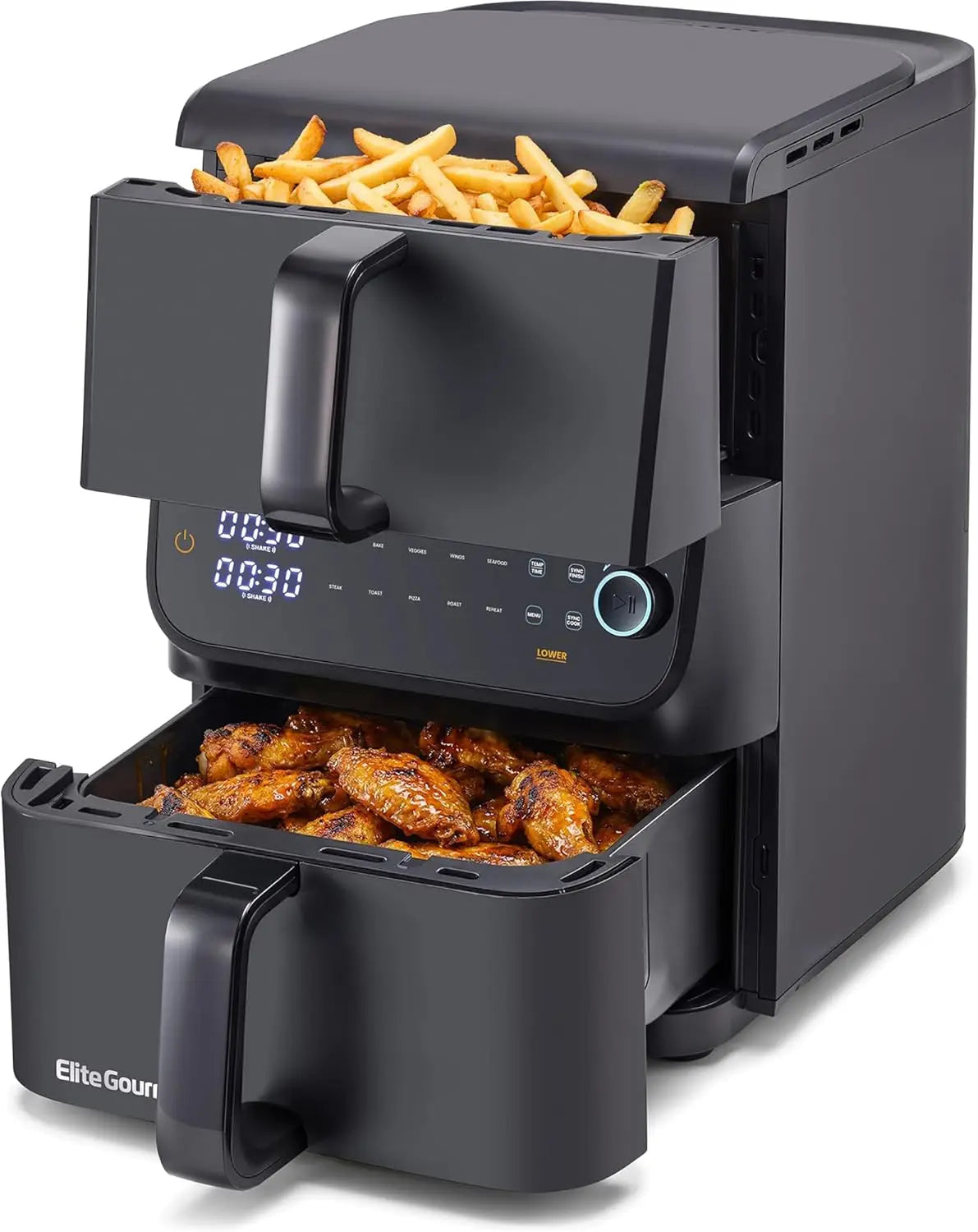 Dual Stacked Air Fryer, 10.5 Qt Total Capacity, Sync Cook & Finish, 10 Presets, PFAS-Free Baskets, 1700W