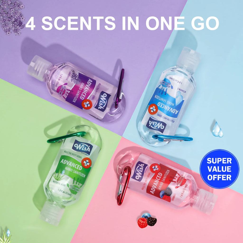 4-Pack Travel-Size Moisturizing Hand Sanitizer Gel (1.8oz each) | Rinse-Free & Formaldehyde-Free with Aloe Vera & Vitamin E | Fr