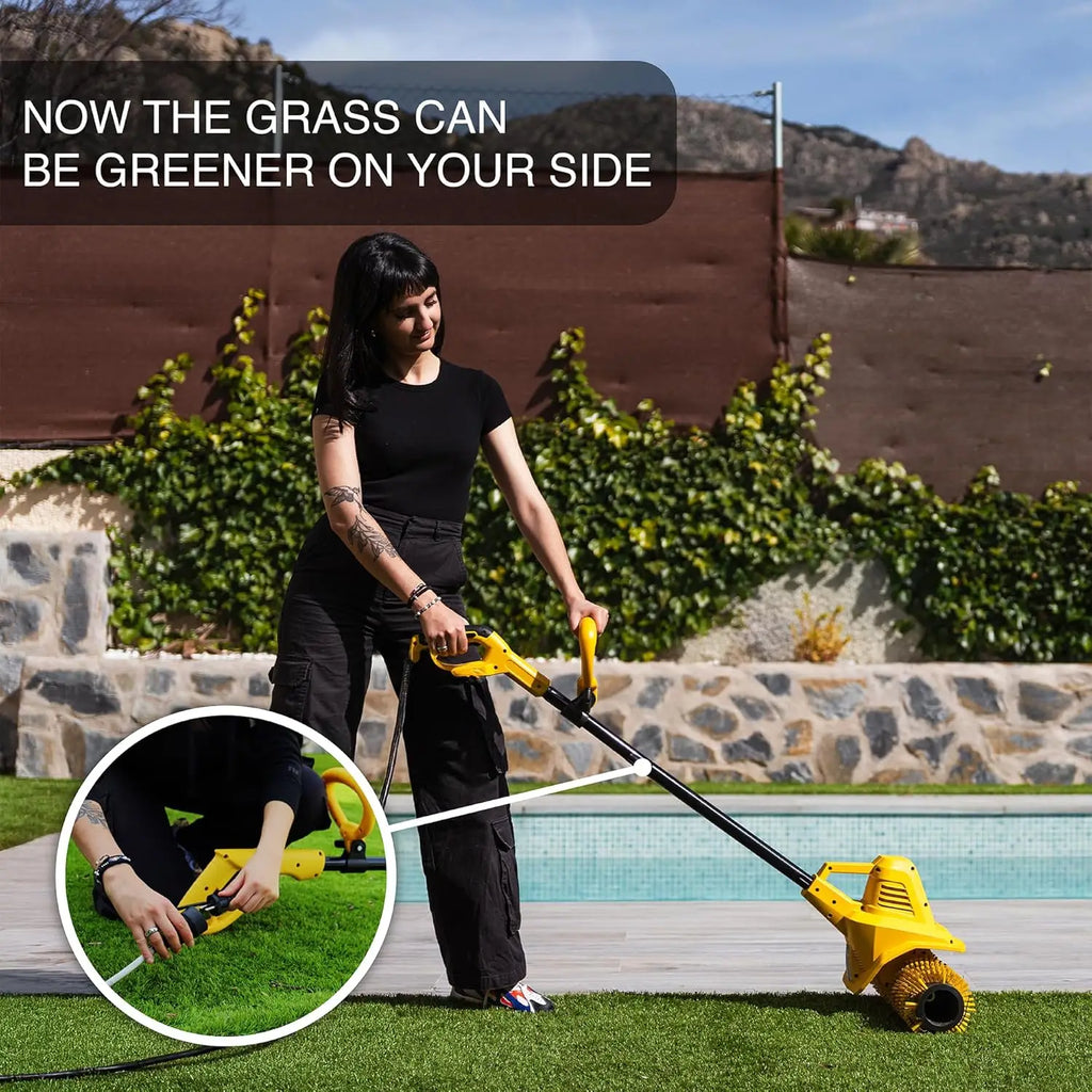 Electric Artificial Grass Sweeper and Rake, 300W Motor for Small to Medium Lawns, Pet Hair Cleaner