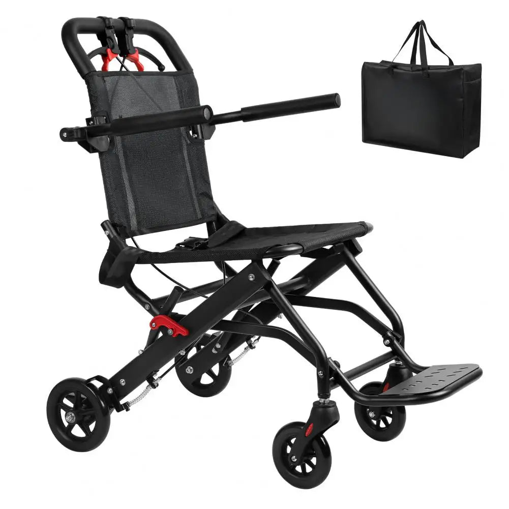 Foldable Wheelchair for Adult , Aluminum Alloy Thin Wheelchair with Flip-up Armrest, Portable Travel Wheelchair, Bearing 286lbs