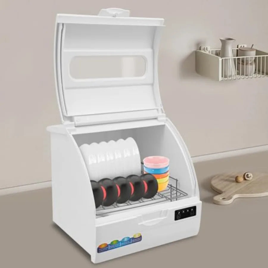 Portable Mini Dishwasher Countertop with 5 Wash Modes Drying for 12-18 Pieces Compact Dish Washer in White for Home RV rtment U