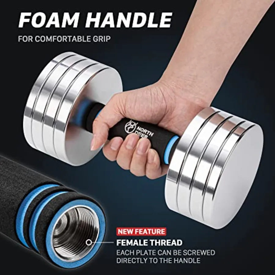 Upgraded Adjustable Steel Dumbbells 40LB 60LB 2 in 1 Dumbbell Barbell Set for Home Gym Workout Compatible with V
