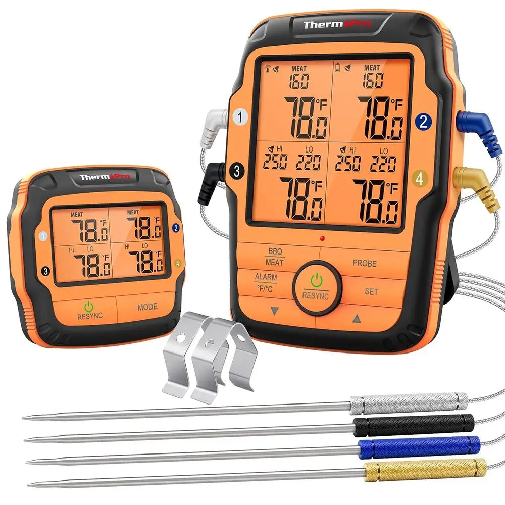 500FT Long Range Wireless Meat Thermometer for Grilling and Smoking with 4 Probes BBQ Grill Kitchen Food Cooking Digital Thermom