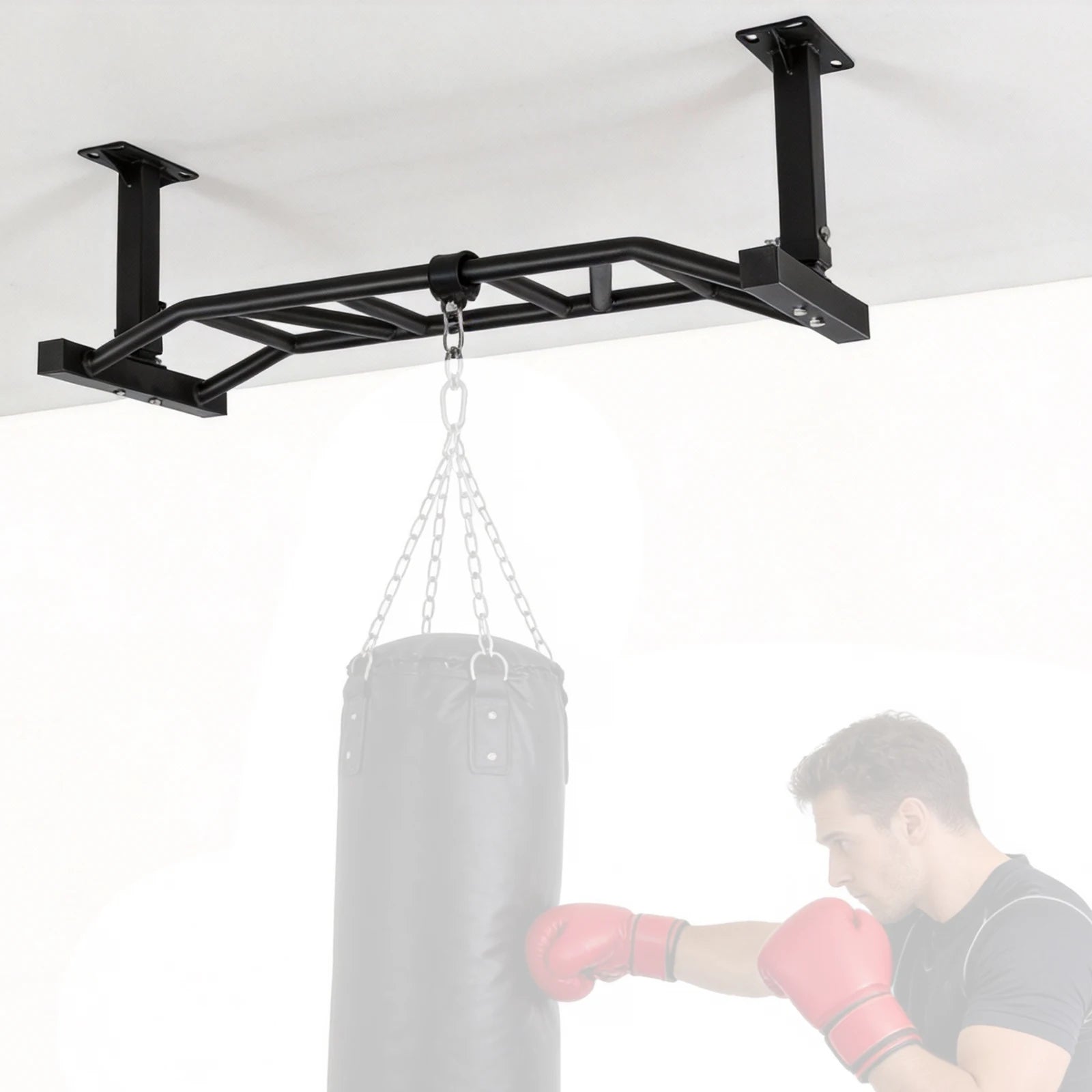 47 Inch Indoor Chin-Up Bar Adjustable Height&Supports To 600 Lbs Fitness Trainer for Garage/Home Gym and Strength Training
