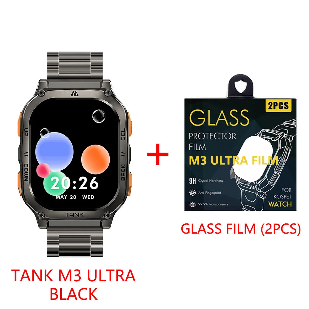2025 New KOSPET TANK M3 Ultra GPS Smartwatch For Men Waterproof 5ATM AMOLED AOD 480mAh Digital Bluetooth Call Men's Watches