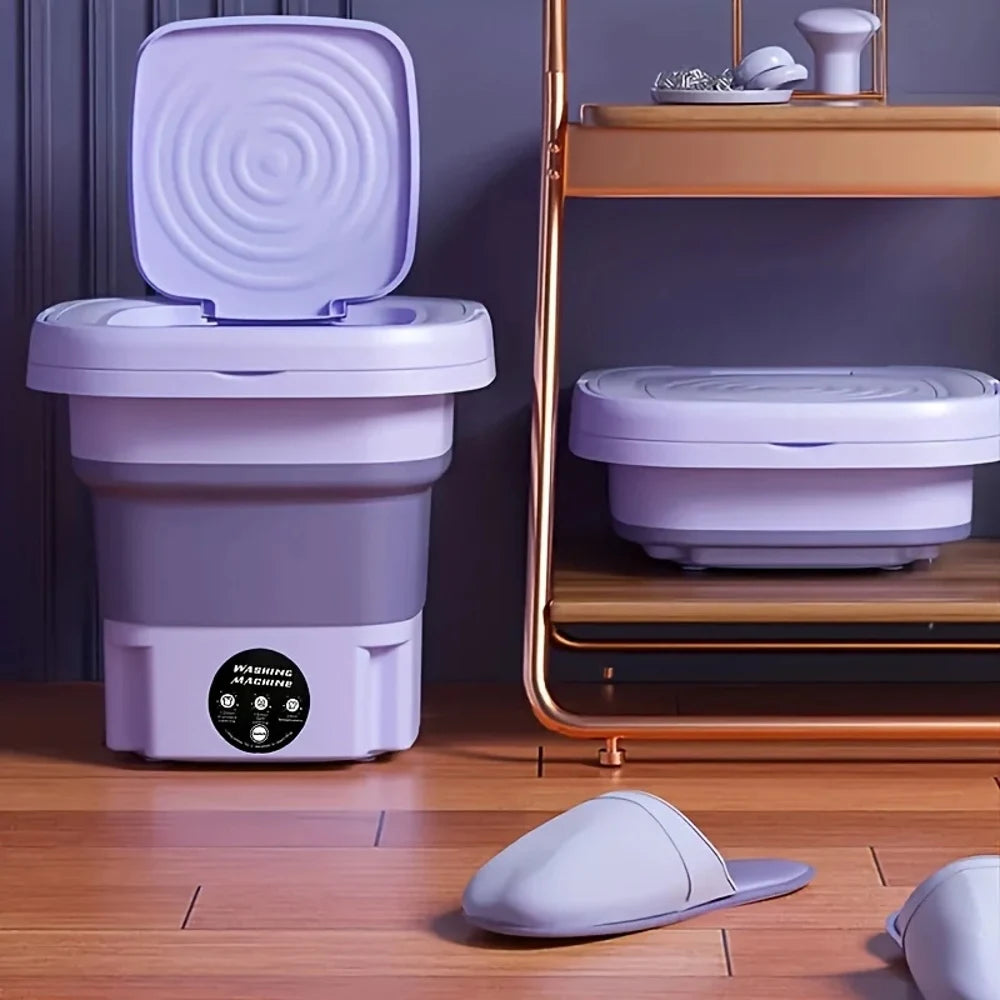 8L Folding Mini Washing Machine Portable Small Collapsible Washer Compact Lightweight Electric Washing Machine for Small Clothes