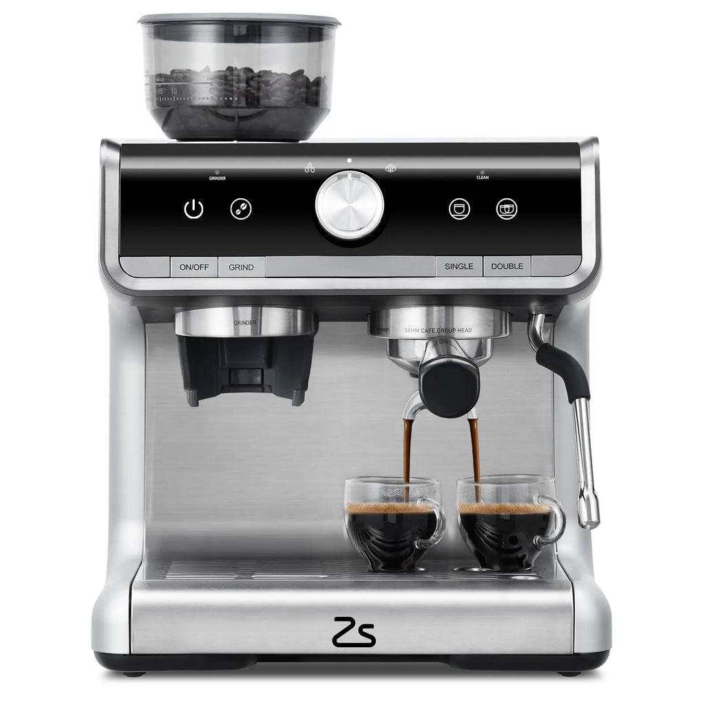 20 Bar Semi-Automatic Coffee Maker Professional Coffee Machine With Bean Grinder & Steam Wand For Home Office