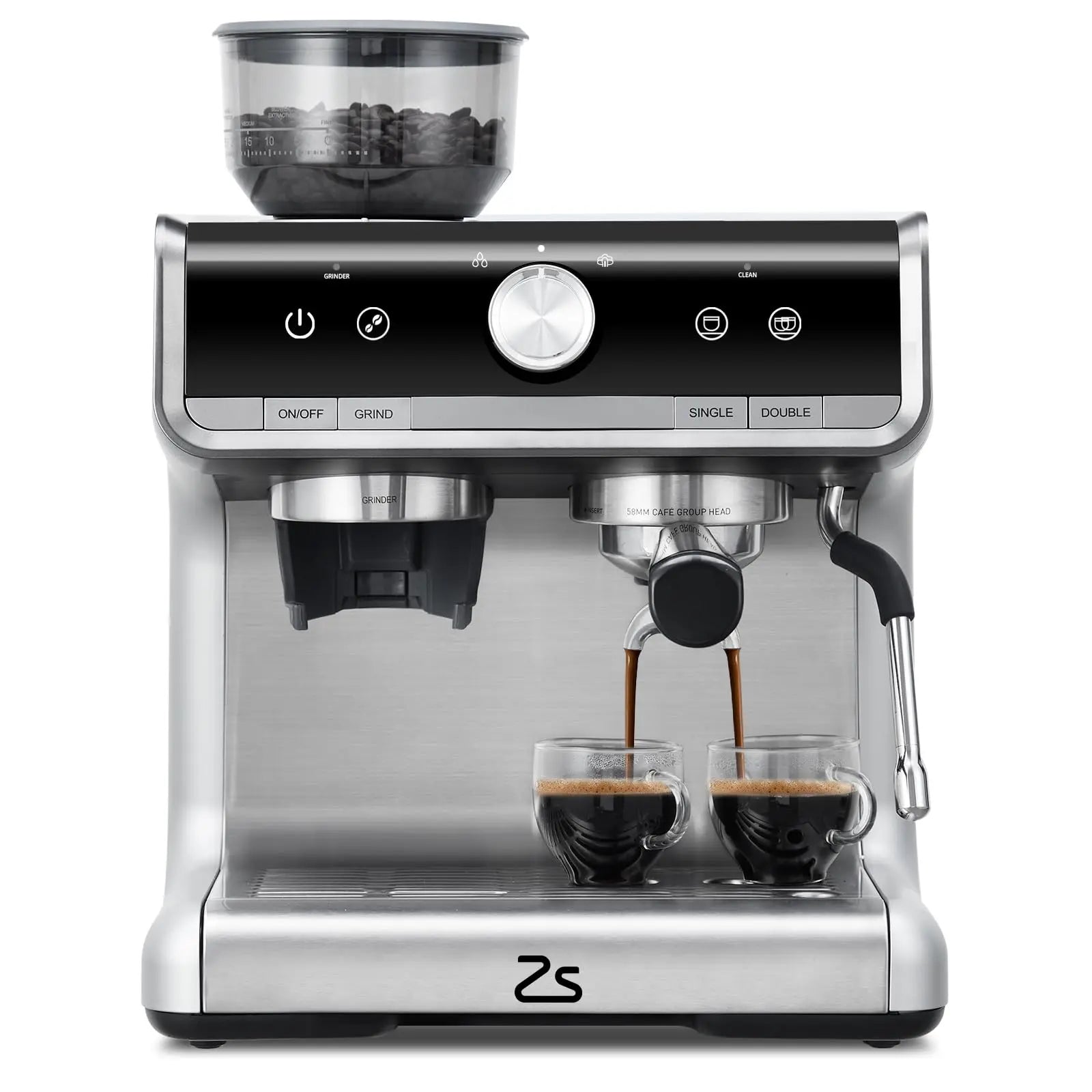 20 Bar Semi-Automatic Coffee Maker Professional Coffee Machine With Bean Grinder & Steam Wand For Home Office