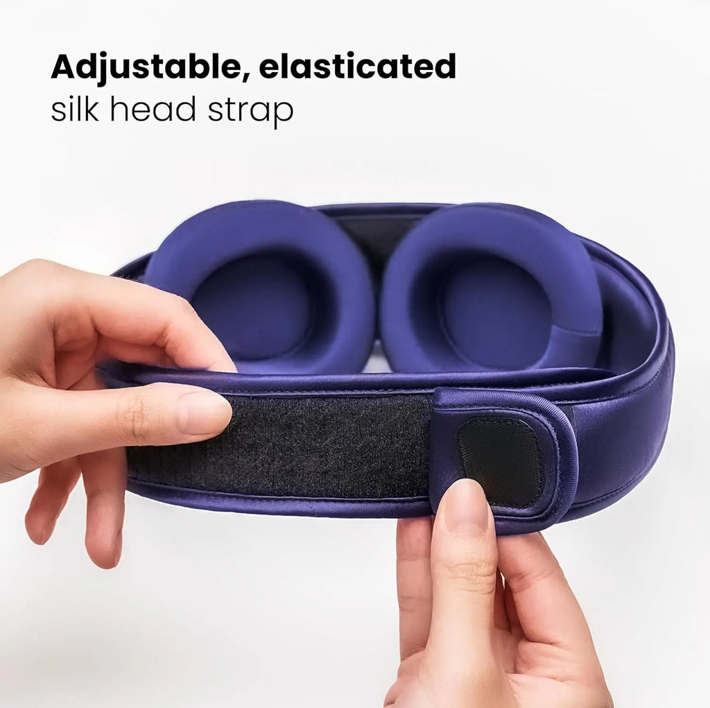 Premium 22 Momme Silk Sleep Mask for Blackout Comfort, Breathable and Adjustable Fit in Purple