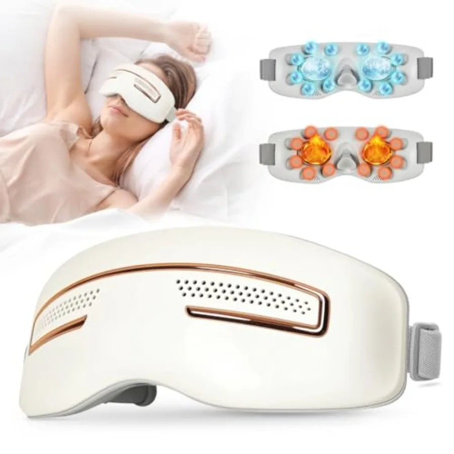 Eye Massager with Heat and Cooling Smart Sleep Mask for Migraine and Headache Relief with Bluetooth Music Face Massager Mask fo