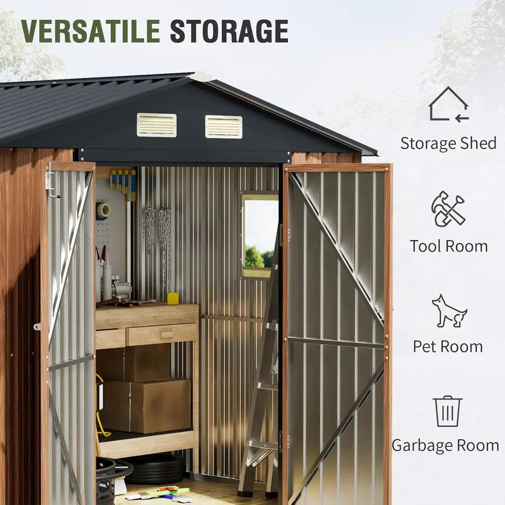 Durable 8x6 Outdoor Storage Shed with Window, Lockable Door, Ideal for Garden and Patio Tool Storage