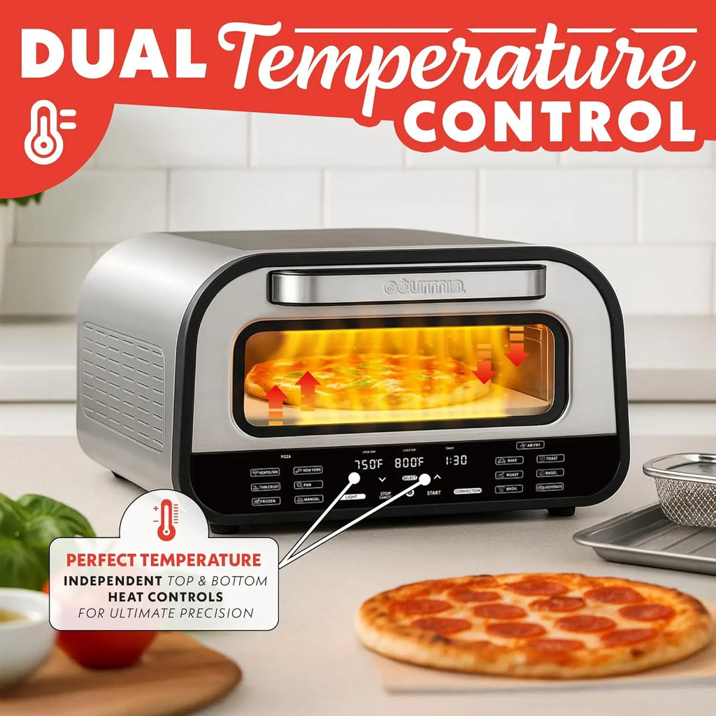Indoor Pizza Oven Air Fryer Toaster - 1800W Multi-Cooker with Pizza Stone, Digital Controls & 6 Presets