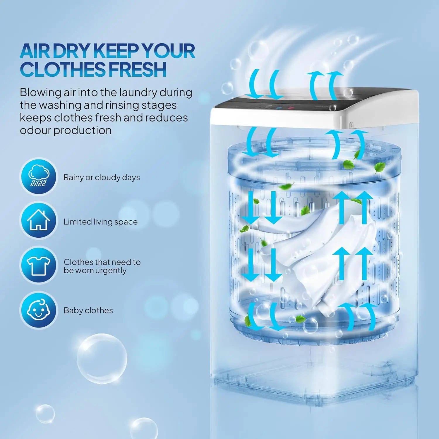 30LBS Washing Machine, Full-Automatic Portable Washer with Stainless Steel Drum, Electric Laundry Machine, Washer, Customized