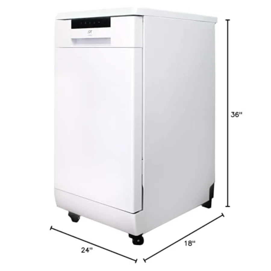 18 Wide Portable Dishwasher with ENERGY STAR 6 Wash Programs 8 Place Settings Stainless Steel Tub White