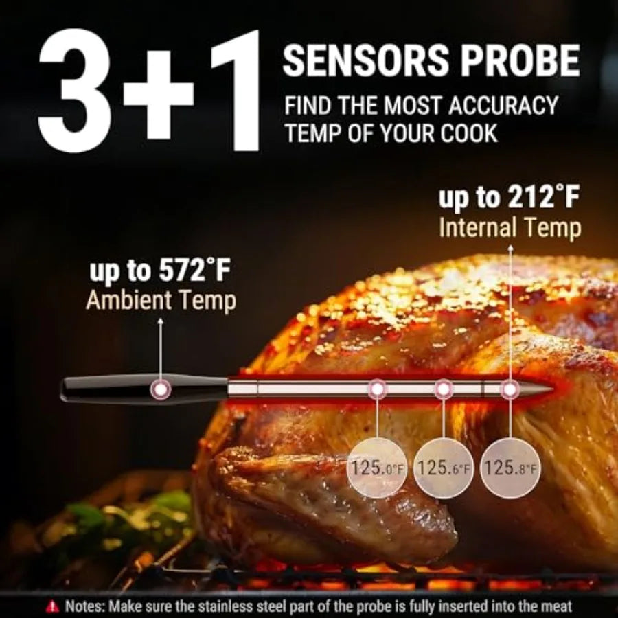 Wireless Meat Thermometer Digital with App WiFi Bluetooth BBQ Grill Thermometer with High Precision Waterproof Heat-Resistant P