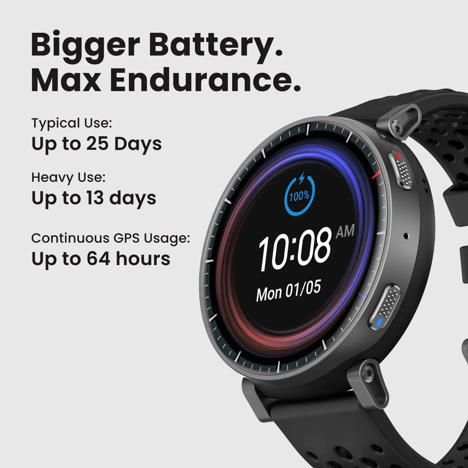Active Max Smart Watch: 1.5" AMOLED, 25-Day Battery, GPS, 170+ Sports Modes, Water Resistant