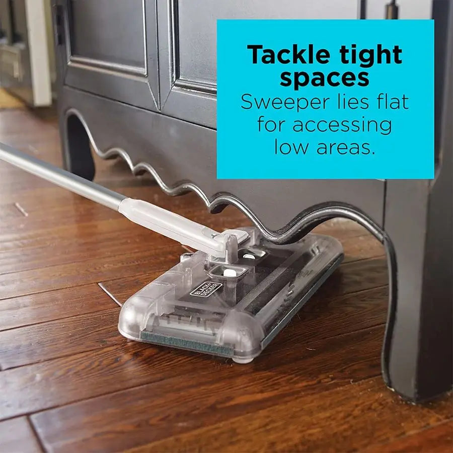 Carpet Sweeper 50 Minute Lithium Floor Sweeper, MultiSurface Use, Easy One Hand Cleaning, Self Standing, Charger Included HFS115