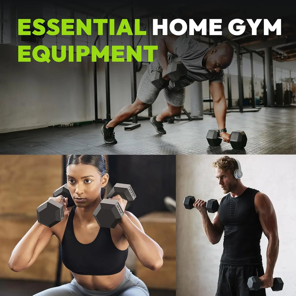 Hex Dumbbell Set for Home Gym, Rubber Encased, Strength Training