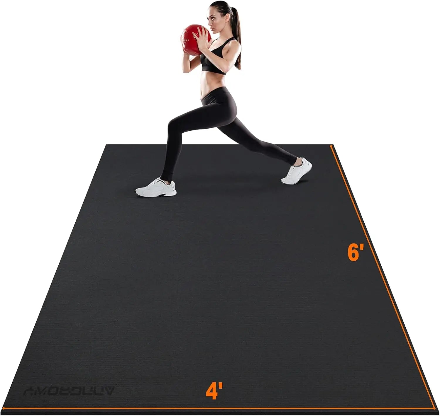 Large 6x4ft Gym Floor Mat - Shock-Absorbent, Non-Slip Workout Mat for Weightlifting, Yoga & Cardio