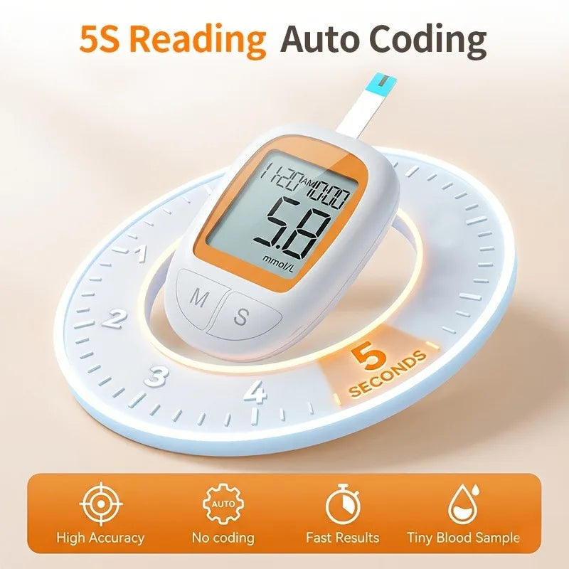 KE-86 Blood Glucose Meter Kit 50pcs Test Strips&Sterile Lancet for Diabetes Monitor Digital Glucometer Blood Sugar Meter