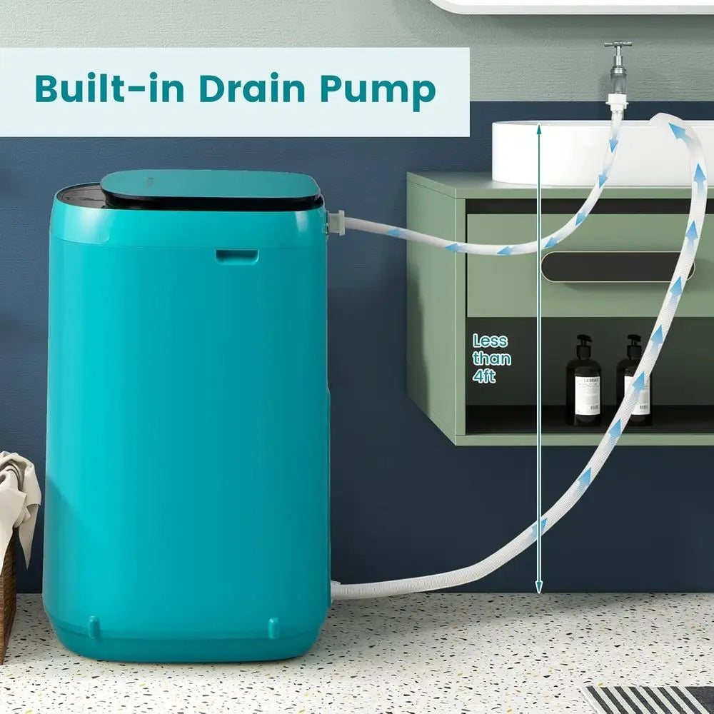 7.7 lbs Compact Automatic Washer with 10 Cycles, 3 Water Levels, Ideal for RVs, Dorms, Blue