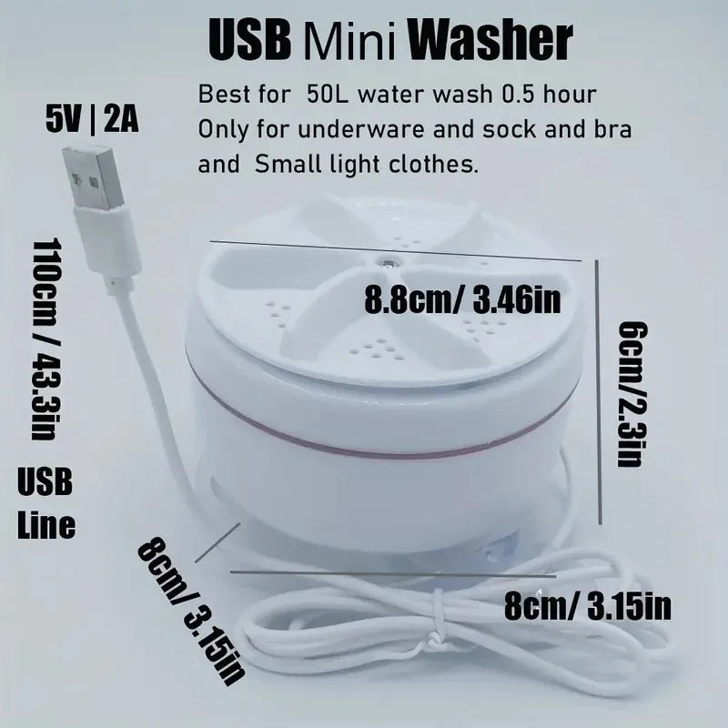 Portable Washing Machine, Automatic Turbine Compact Washer for Underwear Socks, Travel Home Dorm