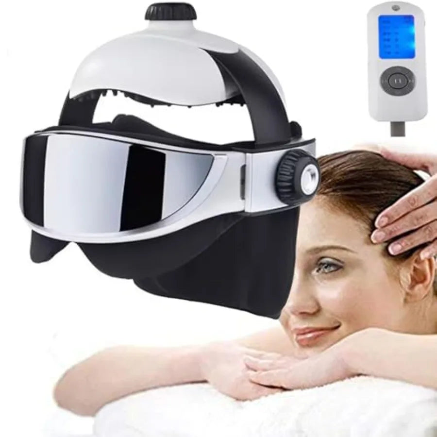 Electric Head Massager Helmet Cap with Air Compression for Eye Head Vibration Massage Relax Brain Acupuncture Points Stress Rel
