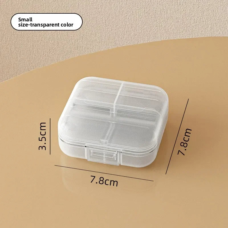 Portable mini medicine box, double sealed medicine pill storage box, seven days a week snap-on compartment medicine boxUI