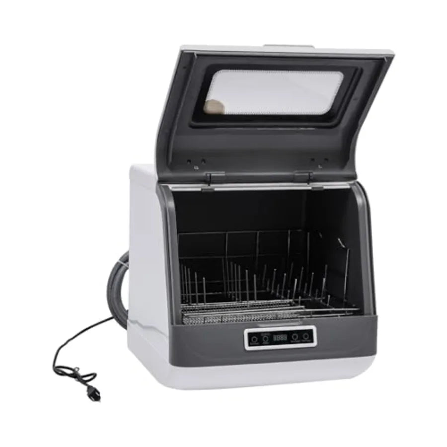 Compact Countertop Dishwasher 800W with Multiple Wash Programs in Stainless Steel for Apartments RVs
