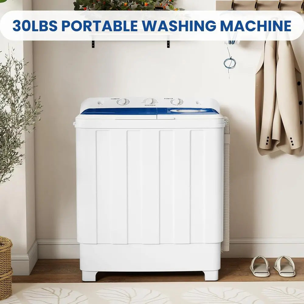 Compact 30-Pound Portable Washing Machine, 20-Pound Washer, and 10-Pound Spin Dryer Combo for Apartments, Dorms, and RVs
