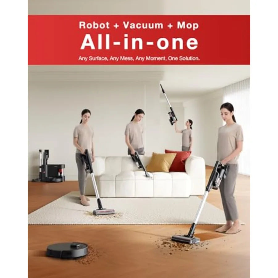 C12 Combo Cordless Stick Vacuum and Robot and Mopping All-in-one Cleaning Combot with Dual Auto Self-Emptying 10000Pa Suction a