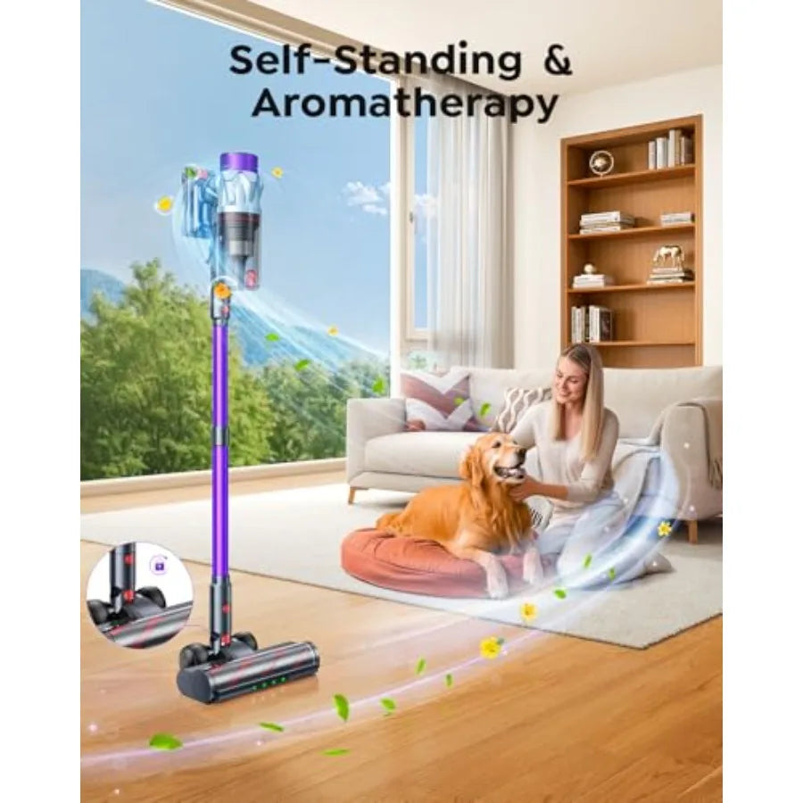 Cordless Vacuum Cleaner 70min 650W 55KPA Self-Standing for Home with 3.3Ft Hose Auto Mode Wall Mount Charging Stick Vacuums for