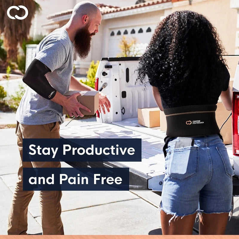 Copper Compression Lower Back Lumbar Support Brace, 1 Guaranteed Highest Copper Content, Great for All Activities! Infused Fit