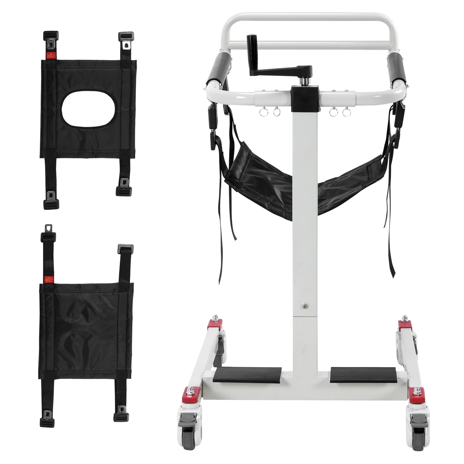 Lightweight Bedside Bathroom Wheelchair with Adjustable Height & Width Patient Transfer Aid with Wheels for Elderly and Disabled