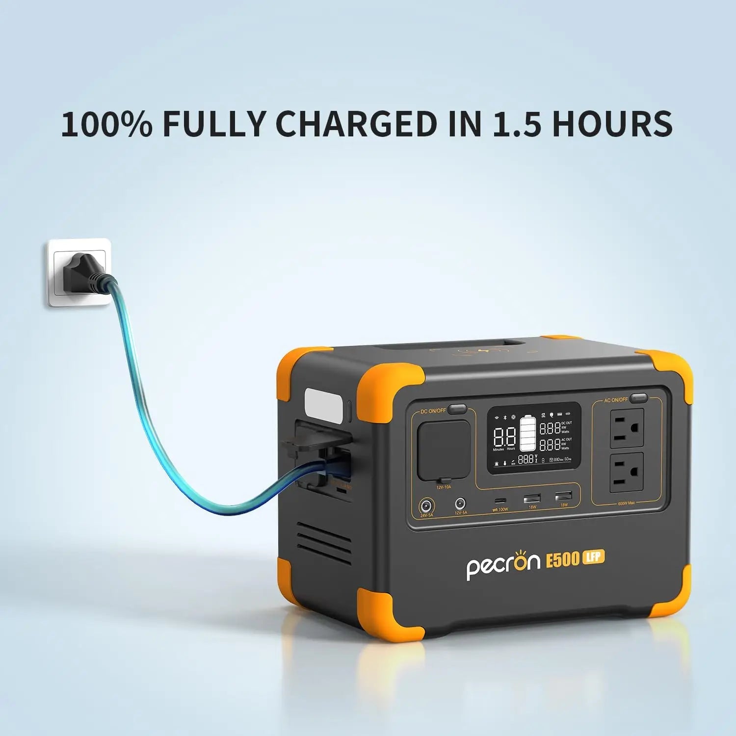 Portable Power Station 576Wh LiFePO4 Battery, 600W AC Outlets Solar Generator for Home Camping RV Emergency