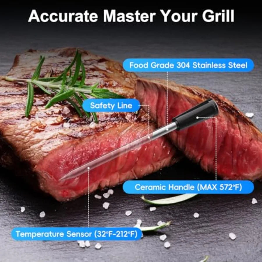 Wireless Bluetooth Meat Thermometer - 2 Probes App Control Birthday Gifts for Men Him Dad Smart Digital Thermometer for Cooking